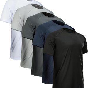 Mens Workout Shirts Quick Dry Performance Short Sleeve Athletic Shirts