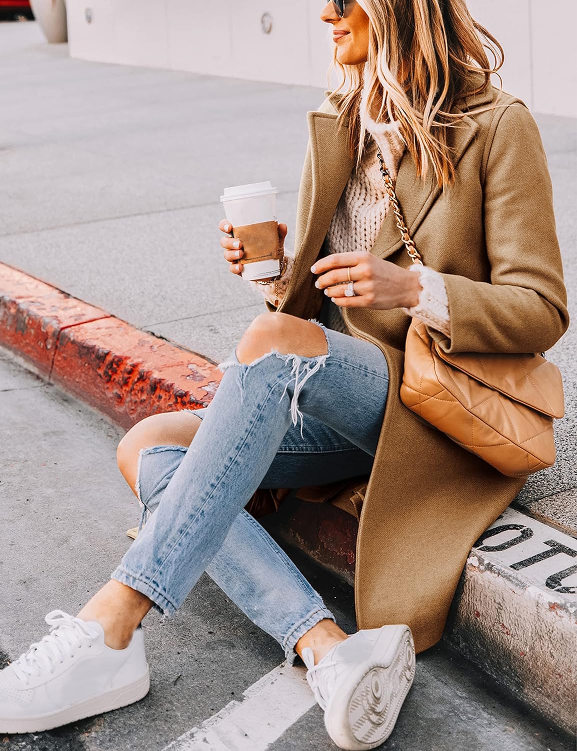 Women's Winter Wool Coat Casual Notch Lapel Single-Breasted Peacoat - Image 3