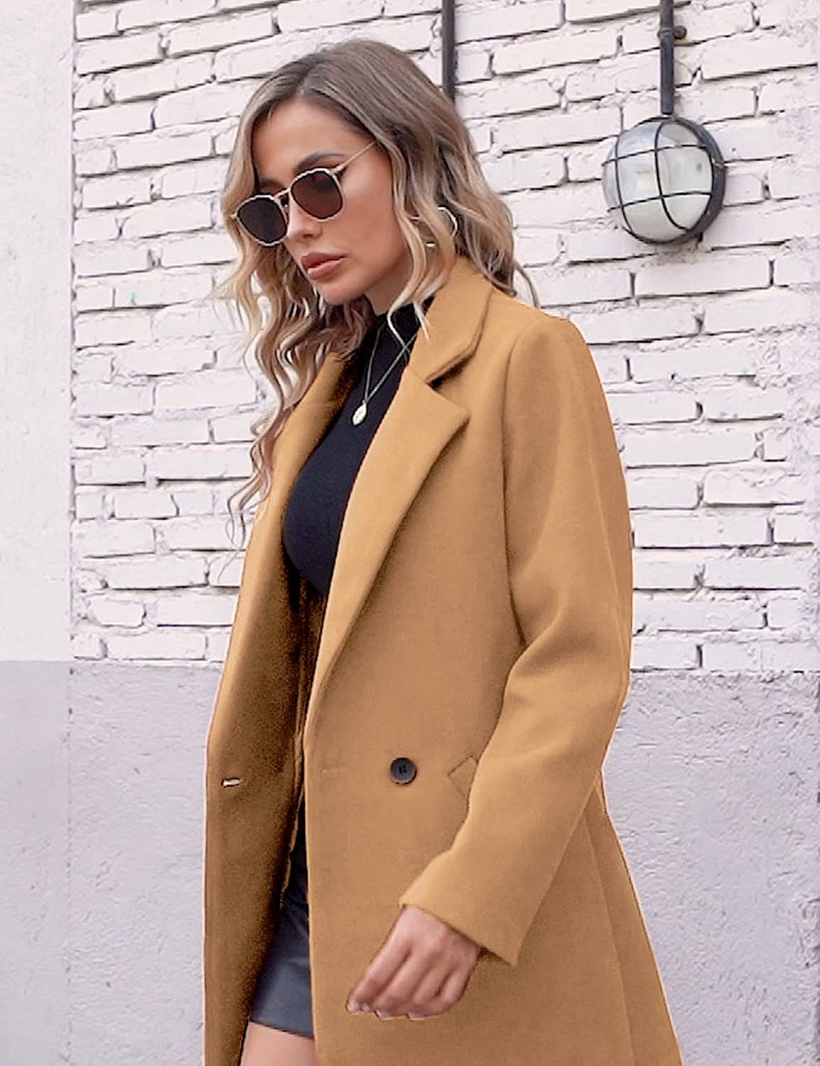 Women's Winter Wool Coat Casual Notch Lapel Single-Breasted Peacoat - Image 5